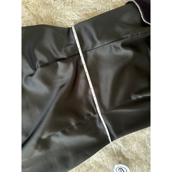 Vintage Scott McClintock Black Velvet & Satin Rhinestone Strapless Gown Sz 8 - Picture 8 of 9